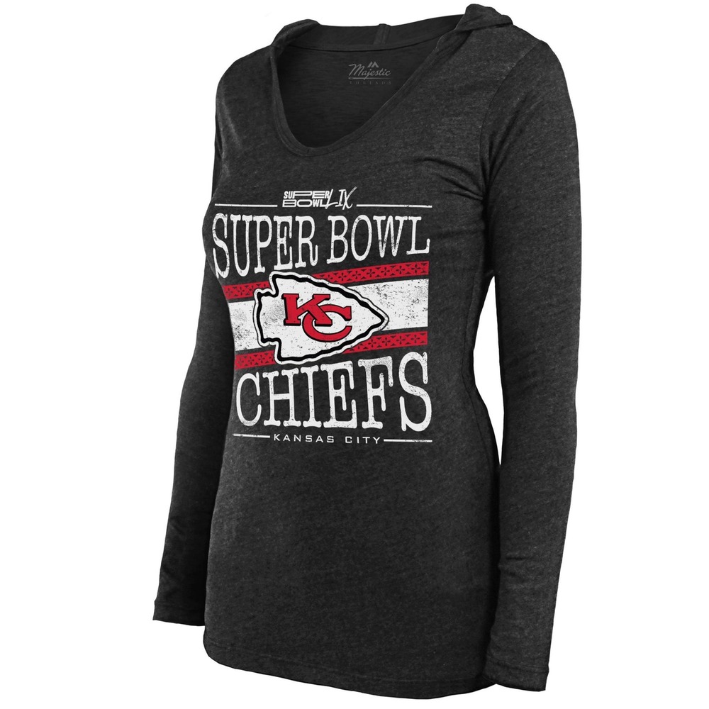 Majestic Kansas City Chiefs Super Bowl LIX Hooded Long Sleeve Shirt Med NWT